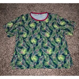 Lands End 365 Tunic Top Womens Baltic Teal‎ Multi Palm size 1X